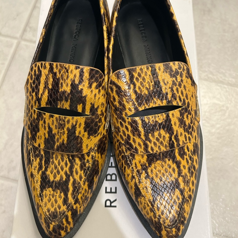 Rebecca Minkoff Pacey Turmeric snake loafers